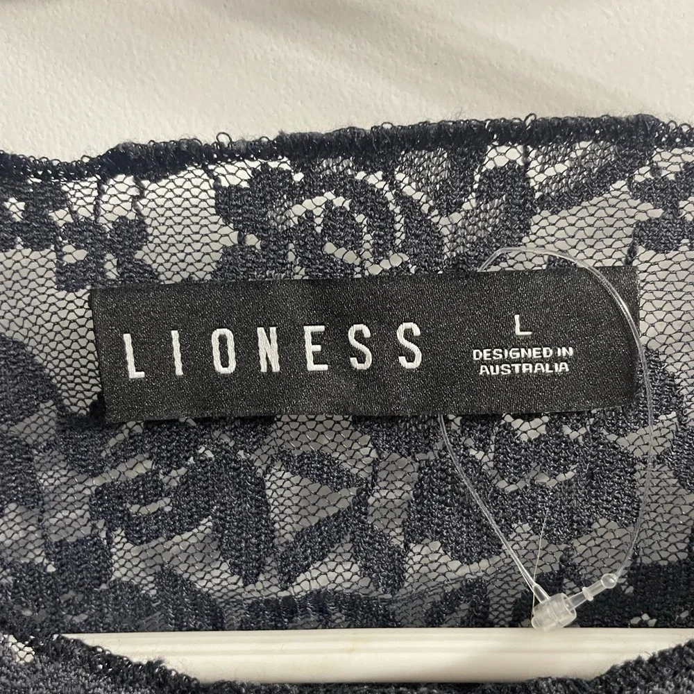 Lioness Midnight long sleeve sheer lace top in black - Picture 3 of 7